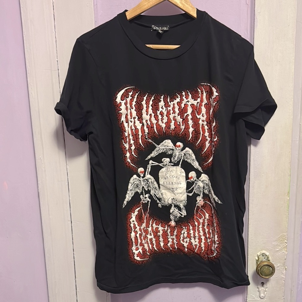 Dolls Kill Black Graphic T-Shirt SIZE L
